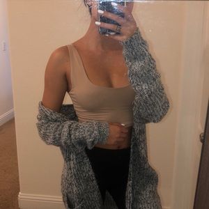 Oversized grey knit cardigan